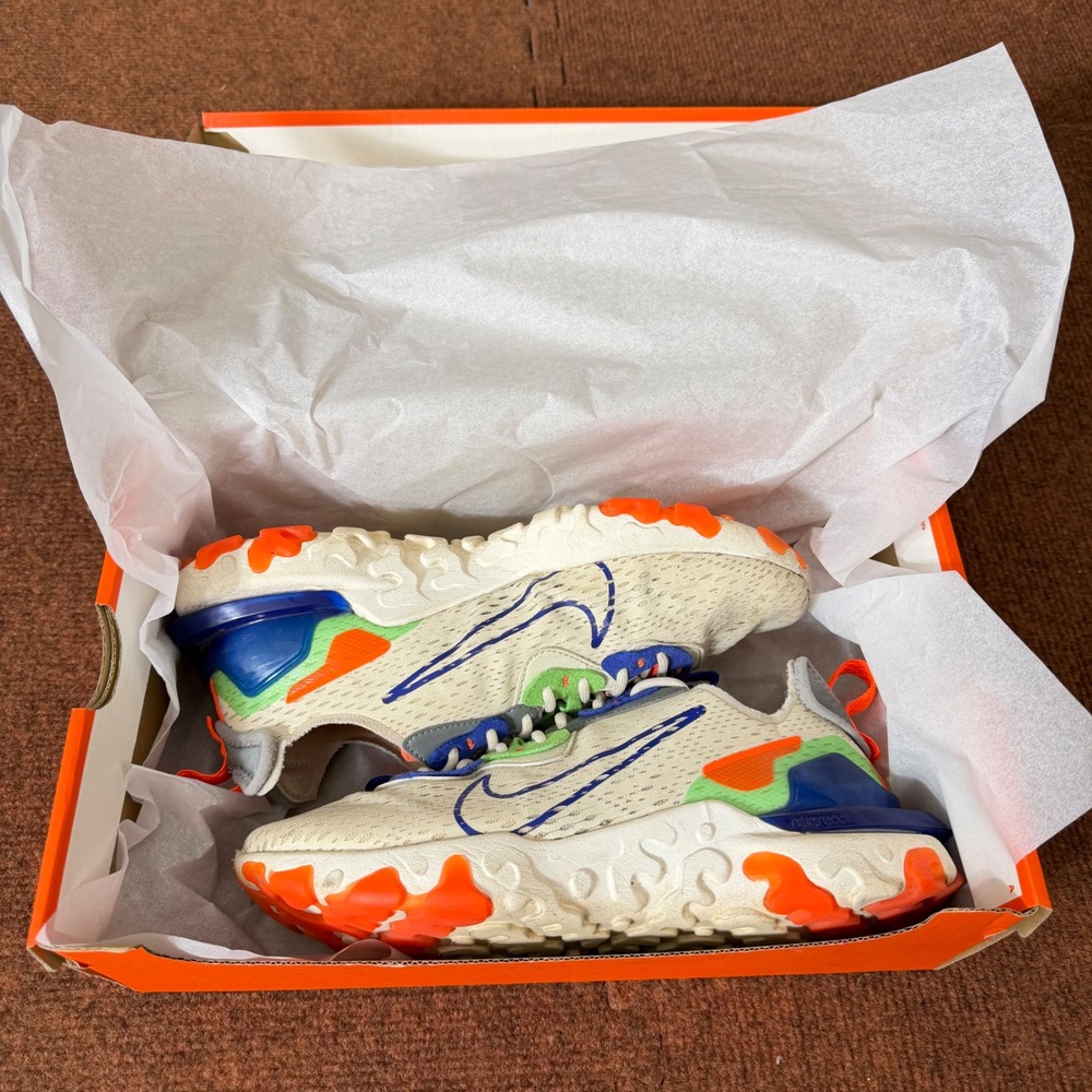 Nike React Vision DMSX Womens 8 Sail White Blue Orange CI7523-100 Running Shoes